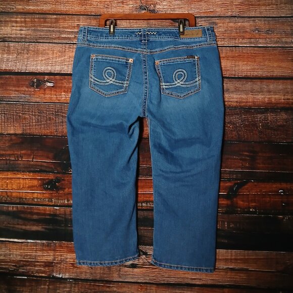 Seven 7 Capri Jeans Plus Size 18 Luxe Embroidered Blue Denim Stretch - Picture 3 of 10